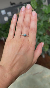 1.16ct Round Blue and Midnight Purple Montana Sapphire and Diamond Starry Night Low Profile Solitaire in 14k Yellow Gold