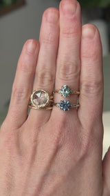 1.91ct Round Precision Cut Blue Montana Sapphire and Princess Cut Diamond Rapids Low Profile Ring in 14k White Gold