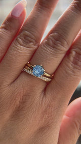 1.37ct Round Precision Cut Ceylon Blue Montana Sapphire Lotus Solitaire in 18k Yellow Gold