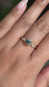 1.01ct Light Teal Montana Sapphire and Diamond Starry Night Low Profile Solitaire in 14k Yellow Gold