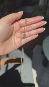 1.56ct Untreated Teal Green Nigerian Oval Sapphire 10 Prong Pendant in 14k Yellow Gold