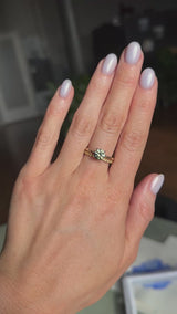 1.34ct Round Precision Cut Montana Sapphire 4 Prong Solitaire Evergreen Ring in 14k Yellow Gold