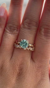 1.97ct Round Precision Cut Montana Sapphire 4 Prong Solitaire Evergreen Ring in 14k Yellow Gold