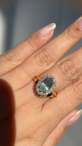 2.54ct Untreated Montana Sapphire Antique-Style Low Profile Diamond Halo Ring in 14k Yellow Gold- Appraised Stone