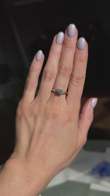 1.27ct Round Montana Sapphire and Princess Cut Diamond Rapids Low Profile Ring in 14k Yellow Gold