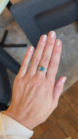 2.12ct Blue Montana Sapphire Diamond-Studded Tapered Solitaire in 14k White Gold