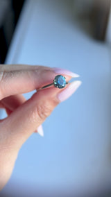 1.73CT PRECISION CUT OVAL MONTANA SAPPHIRE, DENIM PARTI TEAL WITH EARTHY INCLUSIONS, 7.47X6.16X4.69MM