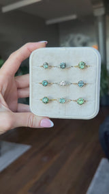 1.55ct Round Madagascar Light Green Sapphire Low Profile Scallop Cup Solitaire in 14k Yellow Gold