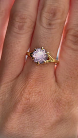 2.40ct Untreated Mauve Precision Cut Montana Sapphire Low Profile Six Prong Split Shank Solitaire in 18k Yellow Gold