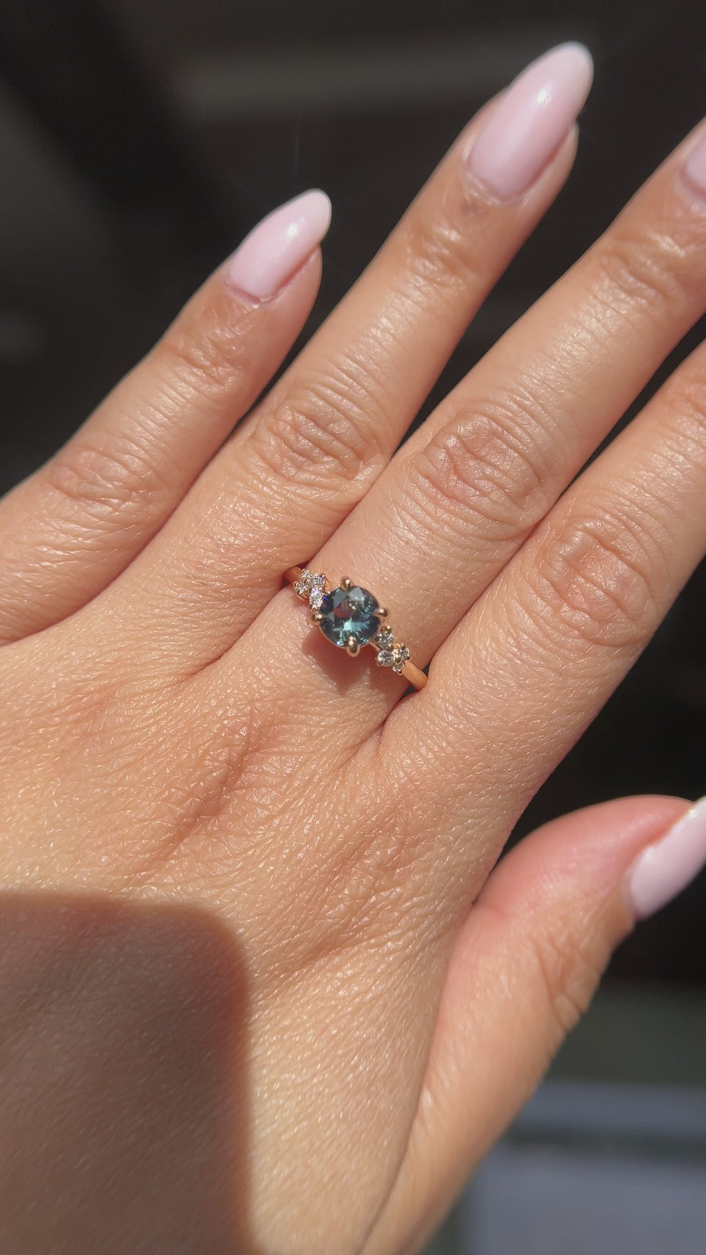 0.88ct Round Madagascar Sapphire and Diamond Starry Night Low Profile Solitaire in 14k Yellow Gold