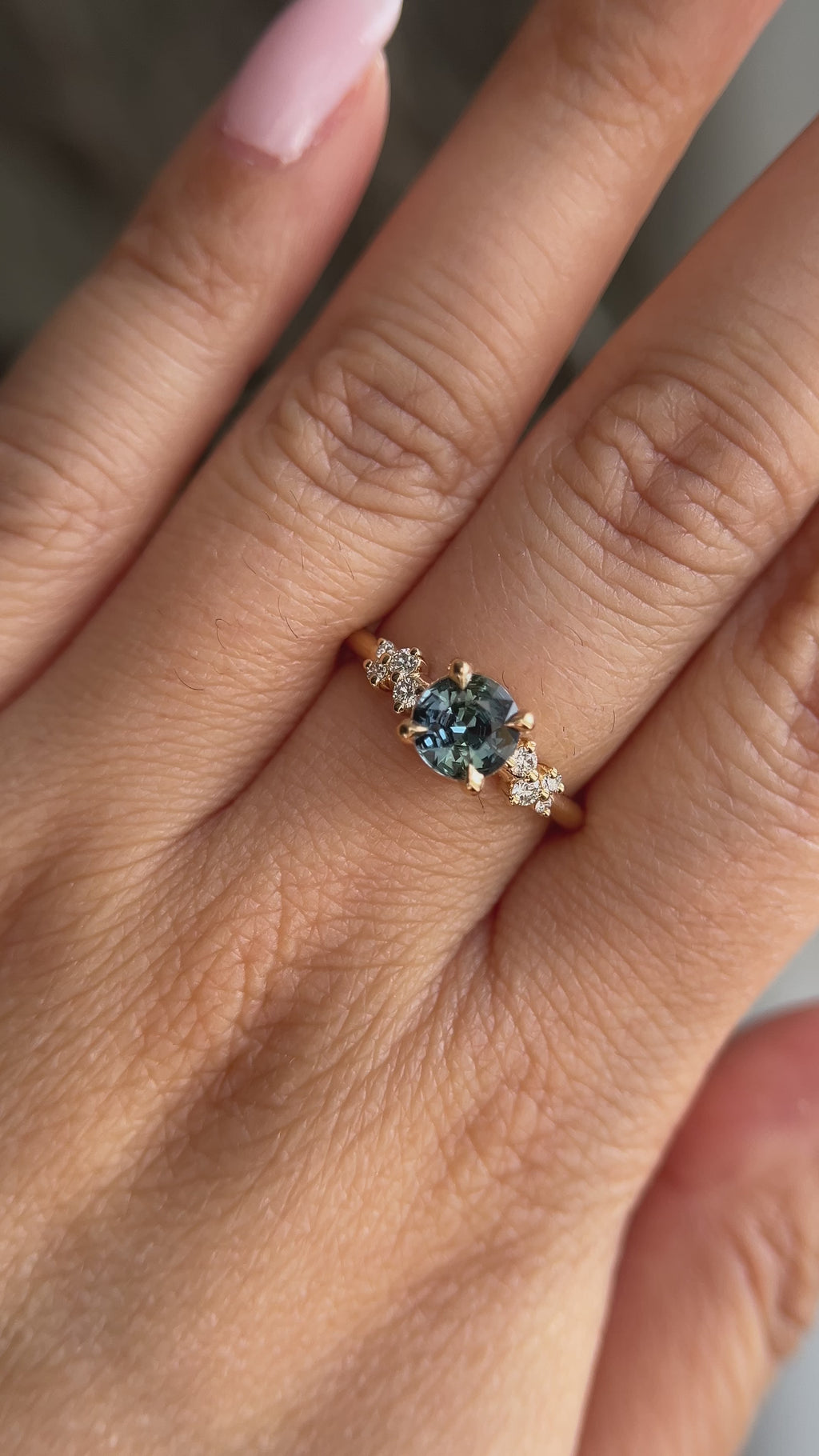 0.88ct Round Madagascar Sapphire and Diamond Starry Night Low Profile Solitaire in 14k Yellow Gold