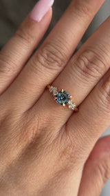 0.88ct Round Madagascar Sapphire and Diamond Starry Night Low Profile Solitaire in 14k Yellow Gold