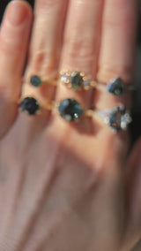 1.57ct Trillion Deep Teal Green Sapphire Contemporary Bezel Set Ring in 18k White Gold