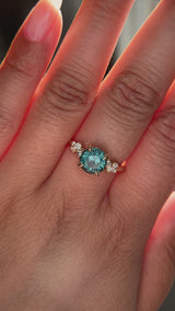 2.15ct Round Madagascar Sapphire and Diamond Starry Night Low Profile Solitaire in 14k Yellow Gold