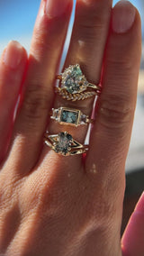 2.07ct Radiant Cut Untreated Tanzanian Sapphire Low Profile Six Prong Split Shank Solitaire in 14k Yellow Gold