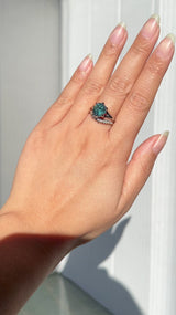 3.41ct Untreated Nigerian Octagon Sapphire Low Profile Six Prong Split Shank Solitaire in 14k White
