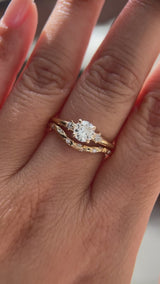 0.52ct Vintage Transitional Cut Diamond and Princess Cut Diamond Rapids Low Profile Ring in 14k Yellow Gold