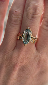 3.16ct Unheated Madagascar Marquise Sapphire Low Profile 6 Prong Solitaire in 14k Yellow Gold