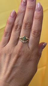 0.71ct Oval Green Precision Cut Montana Sapphire Low Profile 4 Prong Signet Solitaire in 14k Yellow Gold