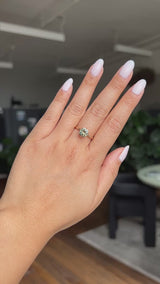 1.56ct Round Australian Parti Green Sapphire Lotus Solitaire in 14k Yellow Gold