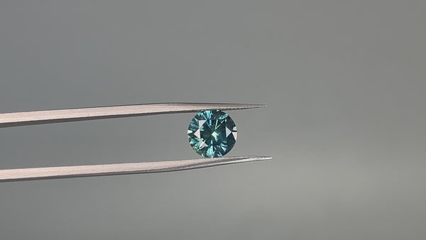 2.25CT PRECISION CUT ROUND BRILLIANT MONTANA SAPPHIRE, TEAL BLUE, 7.8MM
