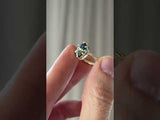 1.56ct Australian Marquise Parti Sapphire Low Profile 6 Prong Solitaire in 14k Green Gold