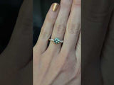 1.50ct Precision Cut Minty Teal Montana Sapphire and Diamond ring in 14k Yellow Gold