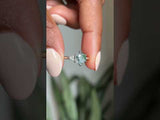 Hexagon Moss Agate Rings with Diamond Side Stones in 14K Yellow & White Gold