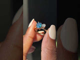 2.20ct Hexagon Sapphire & 0.36ct Antique Diamond Toi Et Moi Ring in 14k Yellow Gold