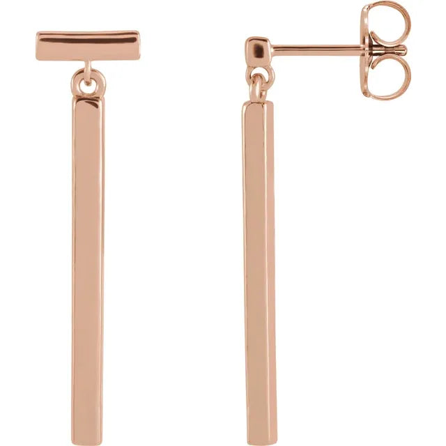 Momentum Bar Earrings in Solid Recycled Gold