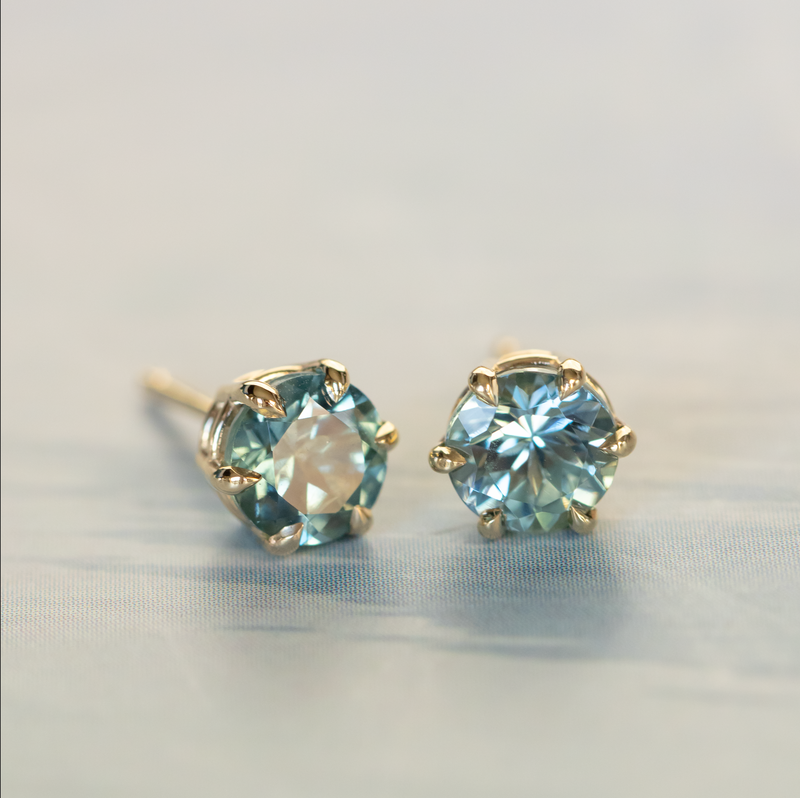 Montana Sapphire Stud Earrings in Recycled Gold