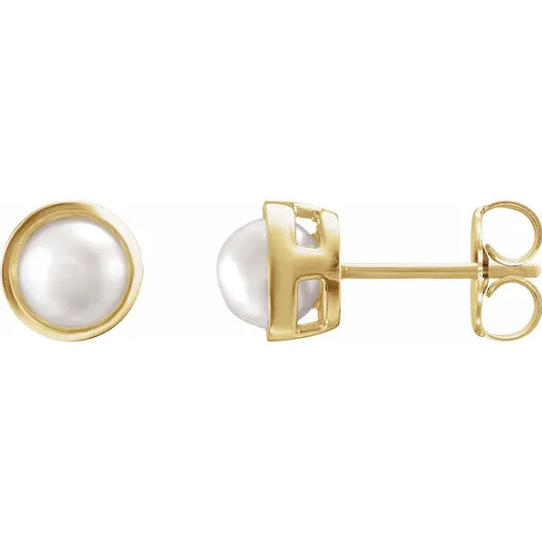 Bezel Pearl Studs