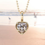 4.25ct Natural Champagne Zircon Heart Prong Pendant in 14k Yellow Gold