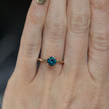 0.89ct Round Montana Teal Sapphire Evergreen Solitaire Ring in 14k Yellow Gold