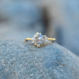 0.92ct Light Grey Rosecut Diamond Asymmetrical Cluster Ring In 14k Yellow Gold on rock