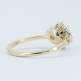 0.92ct Light Grey Rosecut Diamond Asymmetrical Cluster Ring In 14k Yellow Gold back view