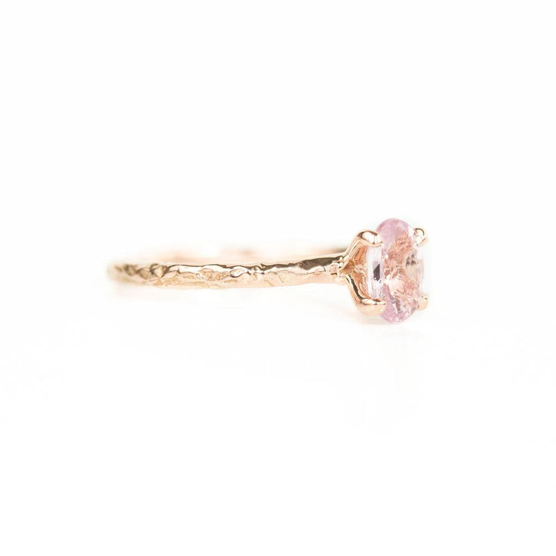 0.93ct Oval Pink Sapphire in 14k Rose Gold Evergreen Solitaire Ring