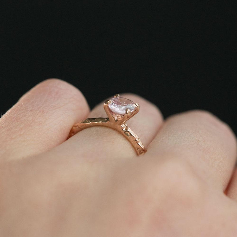 0.93ct Oval Pink Sapphire in 14k Rose Gold Evergreen Solitaire Ring