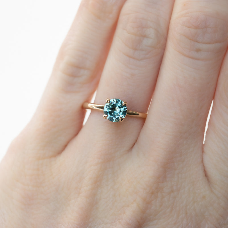 1.01ct Teal Green Montana Sapphire Classic 4 Prong Solitaire in 14k Yellow Gold
