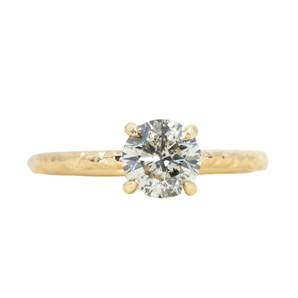 1.02ct Salt and Pepper Diamond Evergreen Solitaire in 14k Yellow Gold, 6.35mm