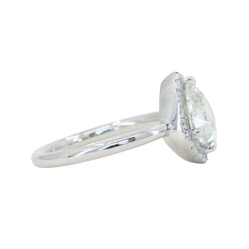 1.03ct Rosecut Arrowhead Shield Diamond and Low Profile Diamond Halo French Set Ring in Platinum