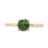1.04ct Round Australian Green Sapphire Evergreen Solitaire Ring in 14k Yellow Gold