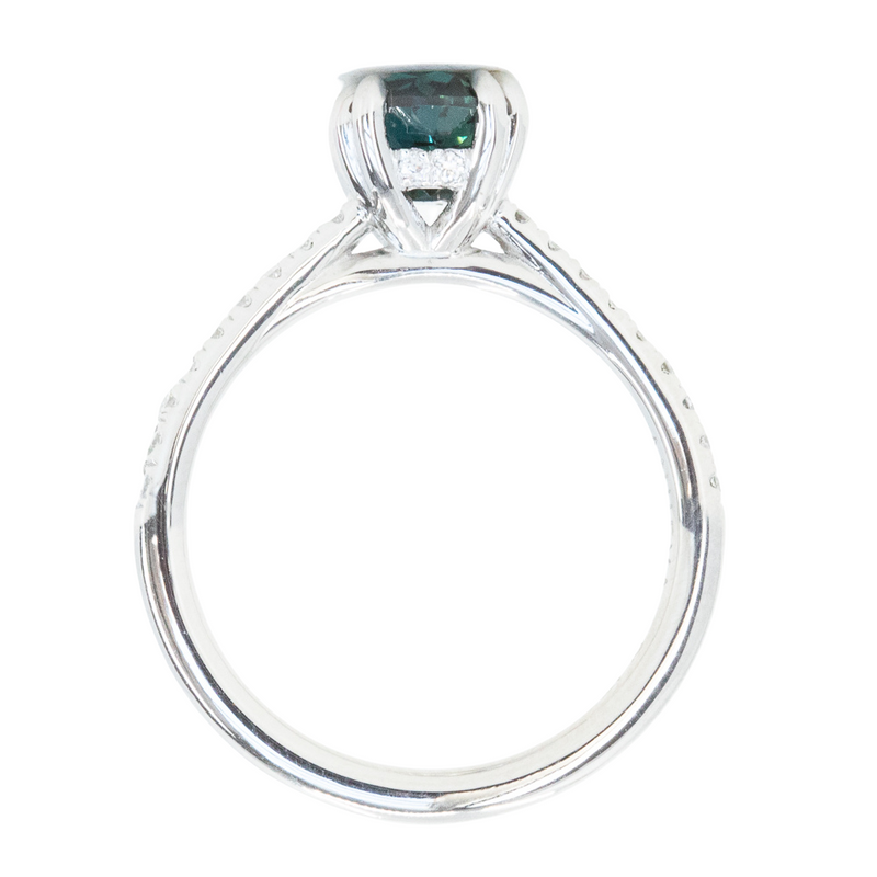 1.48ct Nigerian Oval Sapphire and Hidden Diamond Halo Ring in Platinum