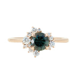 1.09ct Color Shifting Songea Sapphire Asymmetrical Diamond Cluster Ring in 14k Rose Gold