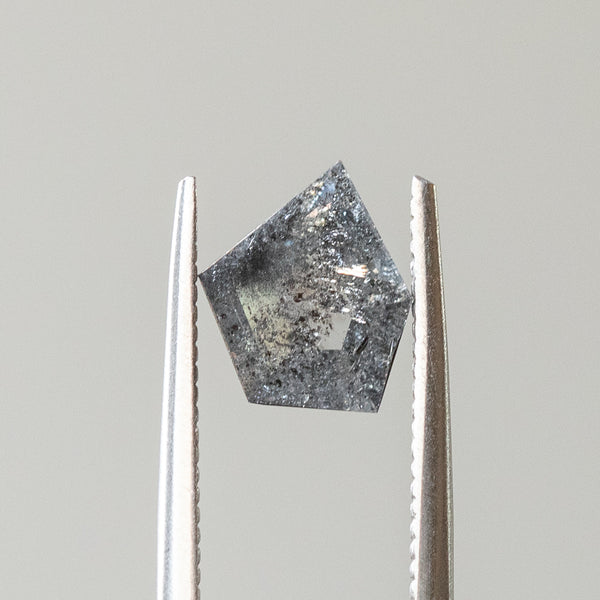 1.19CT Salt and Pepper Rose Cut Shield Diamond 9.36x8.12mm