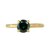 1.23ct Round Teal Australian Green Sapphire Evergreen Solitaire in Satin 18k Yellow Gold
