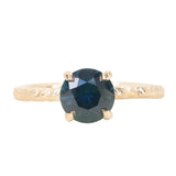 1.27ct Round Madagascar Blue Sapphire Evergreen Solitaire in 14K Yellow Gold