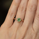 1.36ct Round Australian Green Sapphire Evergreen Solitaire Ring in 14k Rose Gold