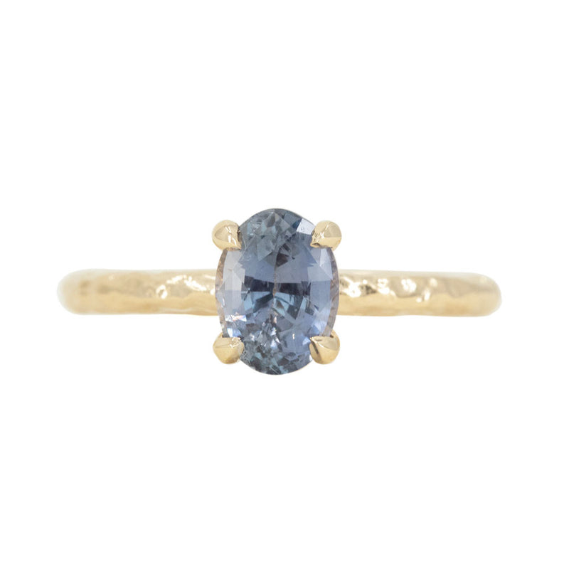 1.36ct Oval Purple Madagascar Sapphire Evergreen Solitaire Ring in 14k Yellow Gold