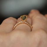 1.38ct Round Australian Teal Green Blue Sapphire Evergreen Solitaire Ring in 14k Yellow Gold